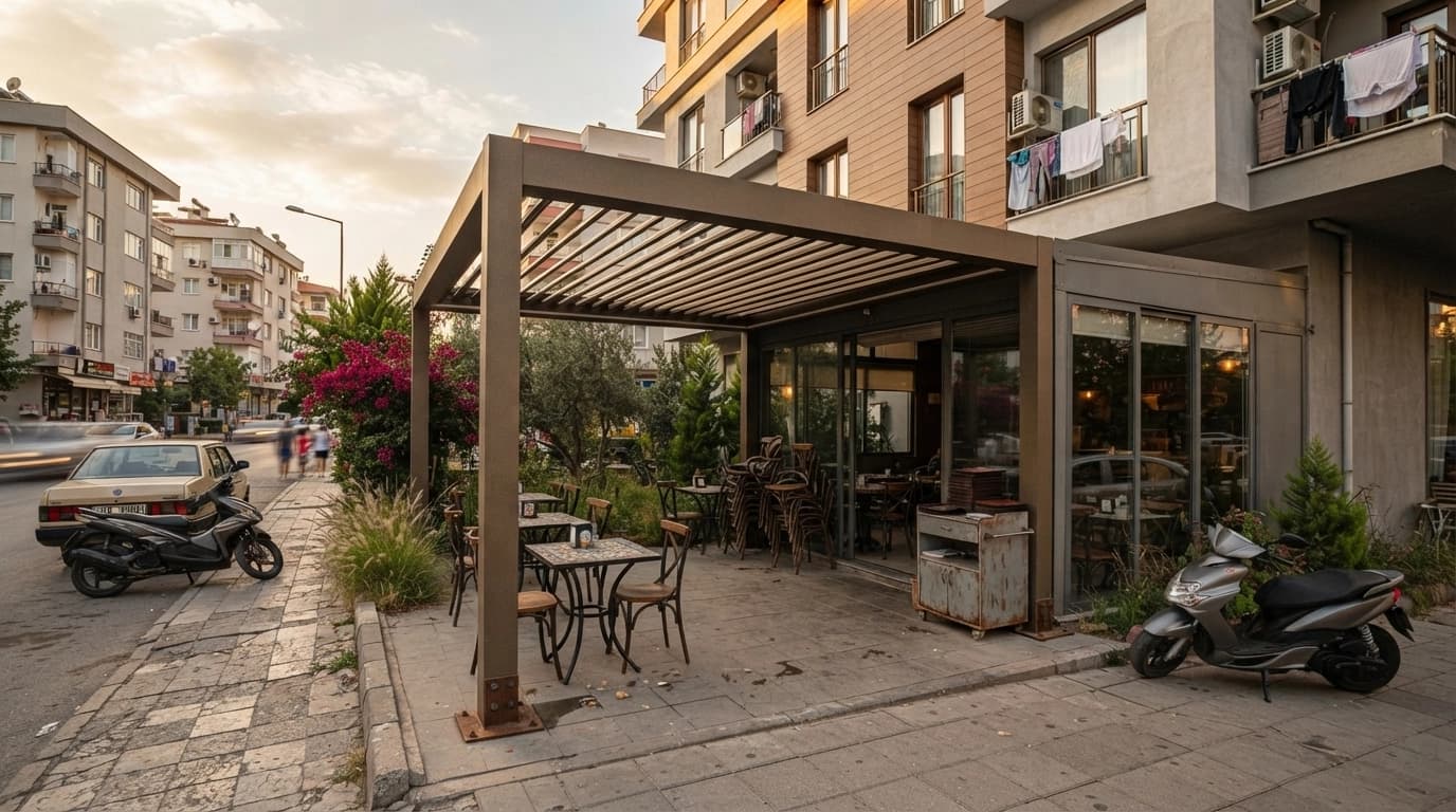 Çatı katı terasında ince profilli rollingroof pergola